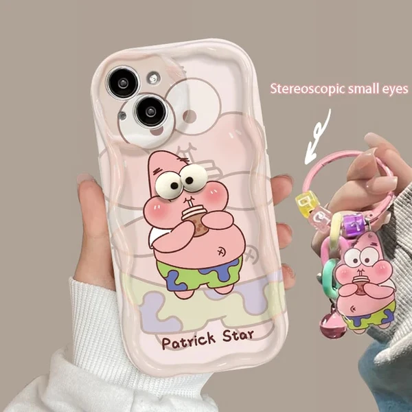 3D Lovely SpongeBobs Patrick Wave Clear Case for iPhone 15 14 11 Pro Max 13